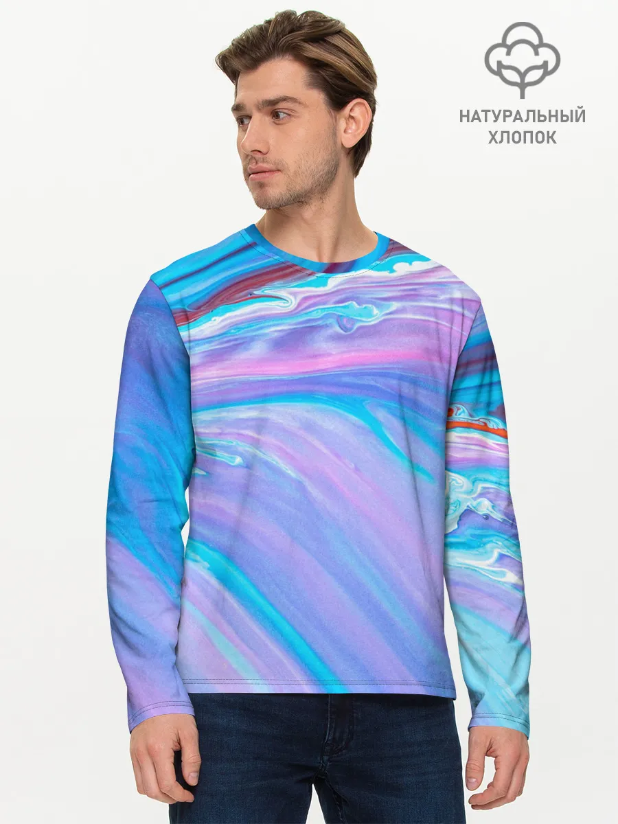 Мужской лонгслив базовый / Абстрактный прилив