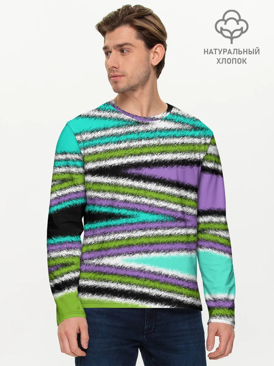 Мужской лонгслив базовый / Абстрактный асимметричный