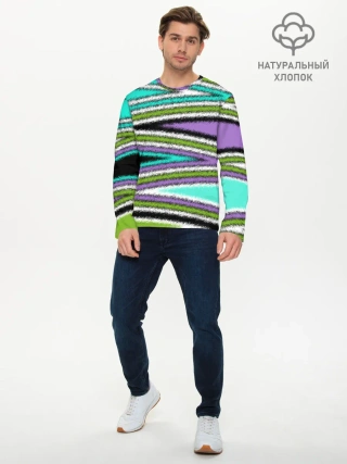 Мужской лонгслив базовый / Абстрактный асимметричный