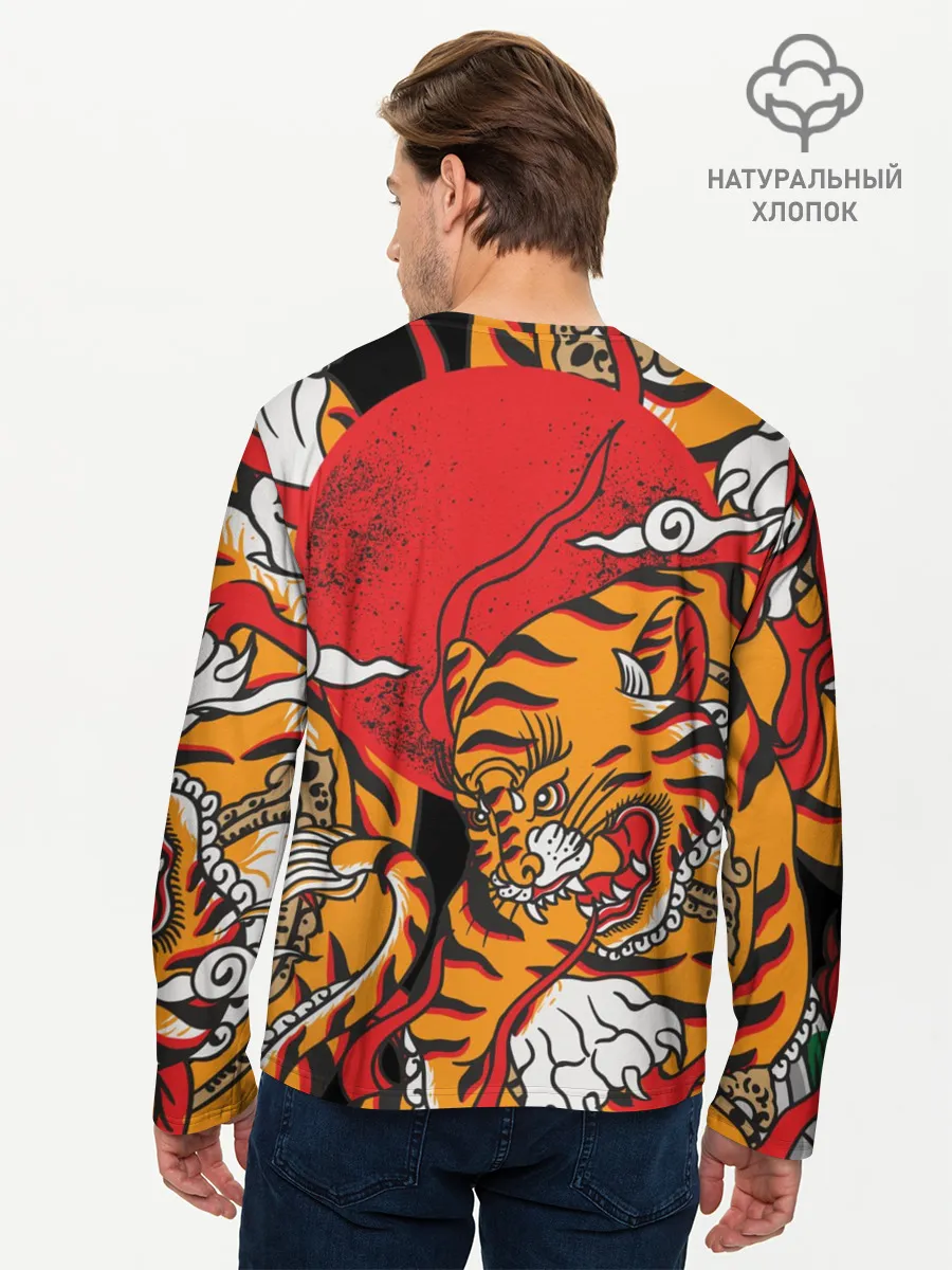 Мужской лонгслив базовый / Самурайский тигр