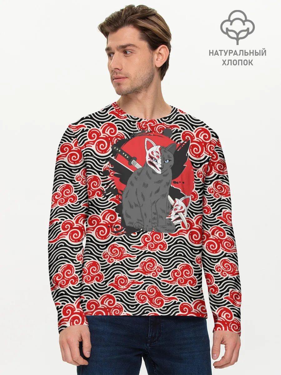 Мужской лонгслив базовый / Бакэнэко