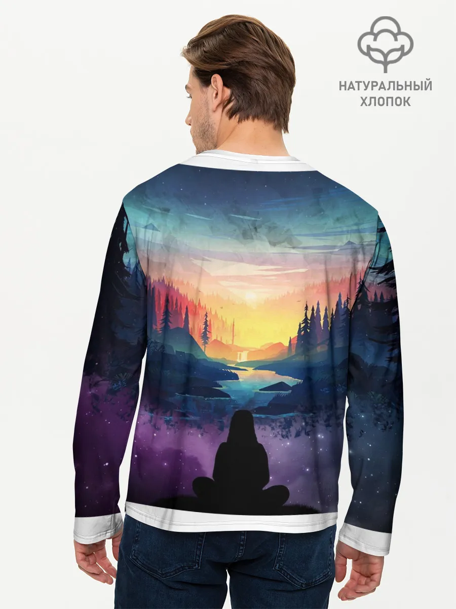 Мужской лонгслив базовый / ПЕЙЗАЖ НАД ЗВЕЗДАМИ