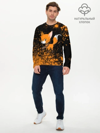Мужской лонгслив базовый / Лиса - В Шарфике - Взрыв