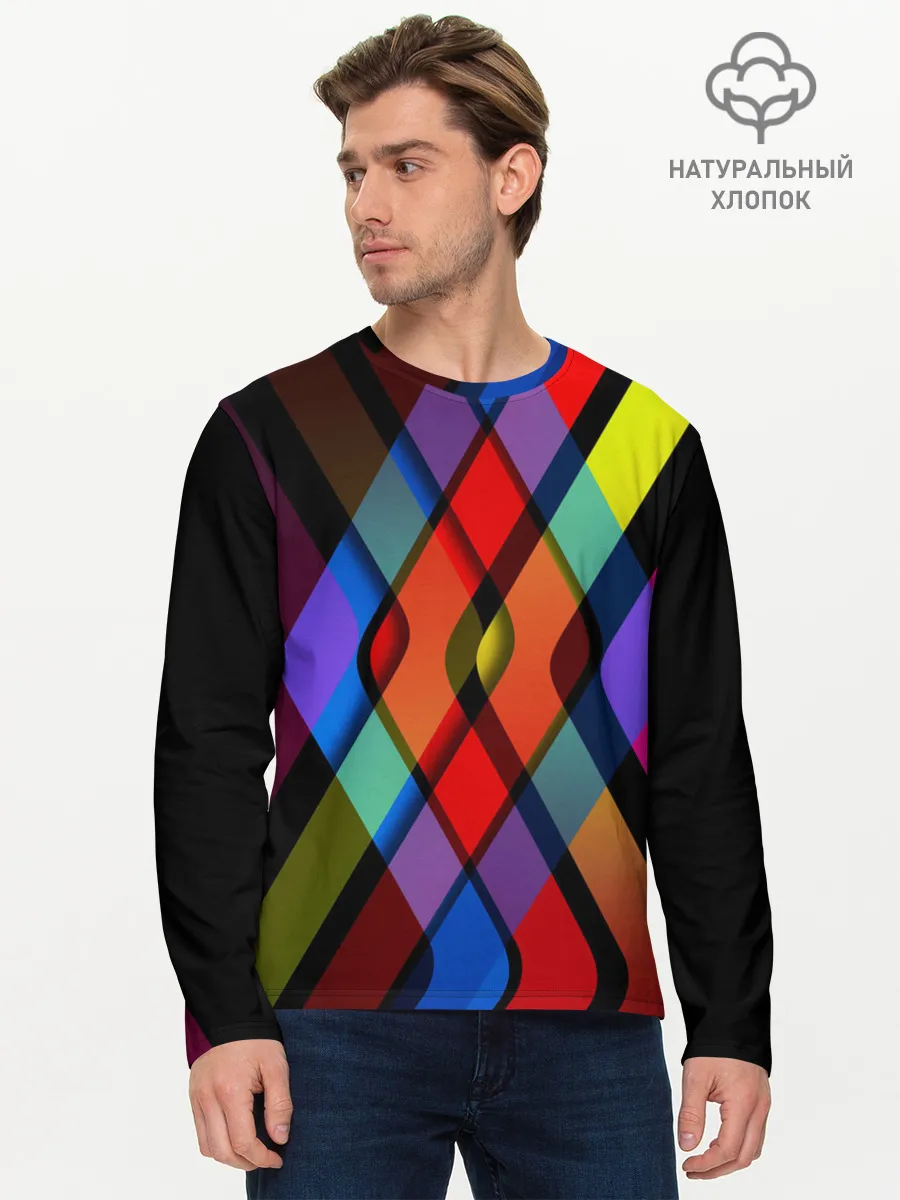 Мужской лонгслив базовый / Симметрия красок