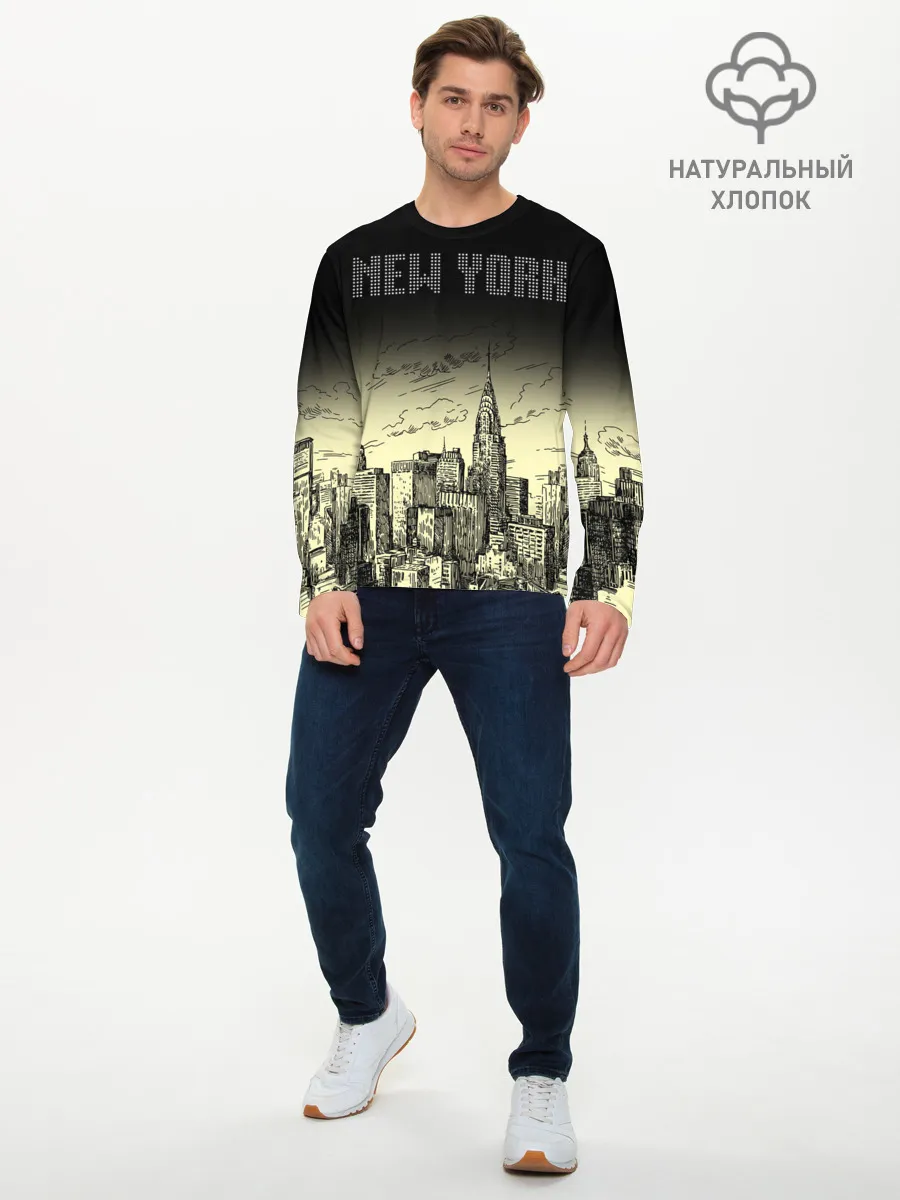 Мужской лонгслив базовый / Нью-Йорк