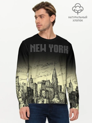 Мужской лонгслив базовый / Нью-Йорк