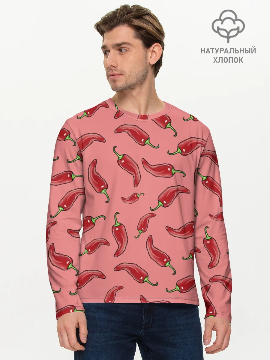 Мужской лонгслив базовый / Острый перчик