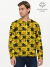 Мужской лонгслив базовый / Желто-черный модный узор