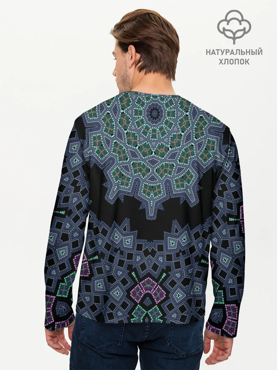 Мужской лонгслив базовый / Перламутровый узор восточный