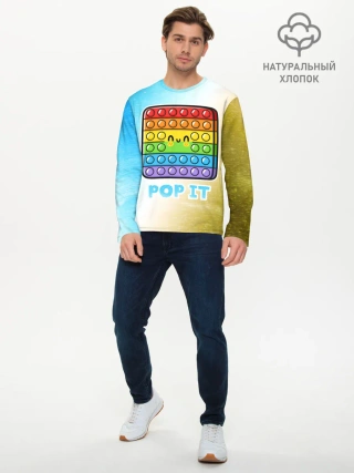 Мужской лонгслив базовый / Поп Ит - Глитч