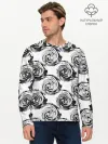 Мужской лонгслив базовый / Черно-белый абстрактный узор