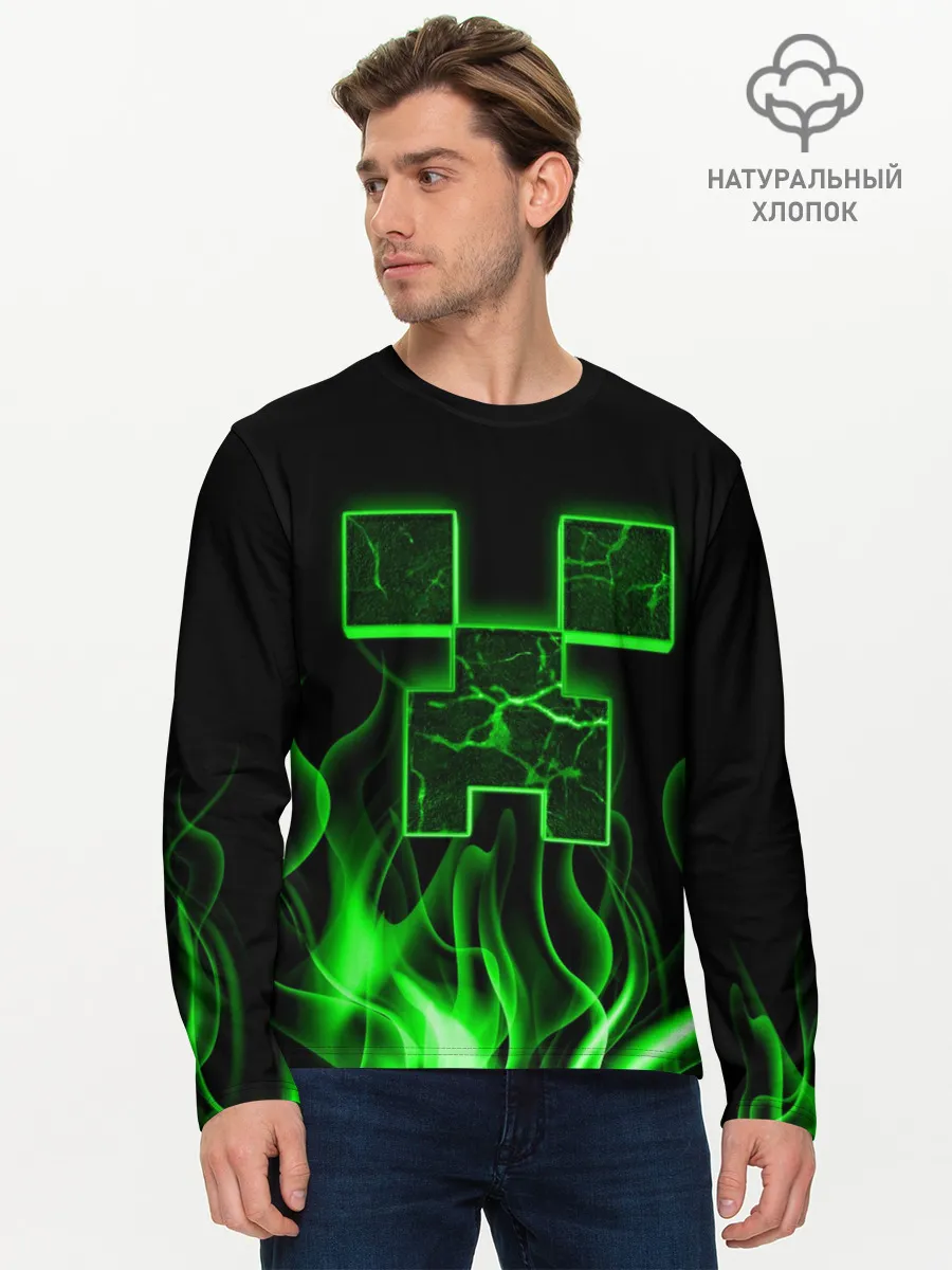 Мужской лонгслив базовый / MINECRAFT TEXTURE FIRE