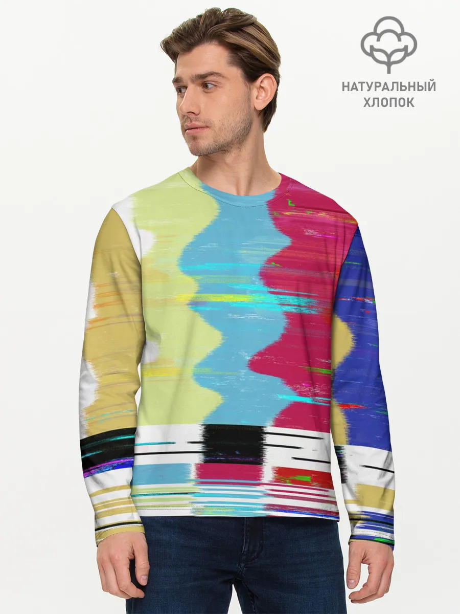 Мужской лонгслив базовый / TV glitch