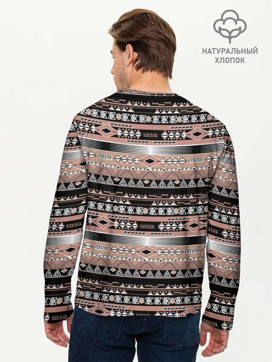 Мужской лонгслив базовый / Полосатый этнический орнамент