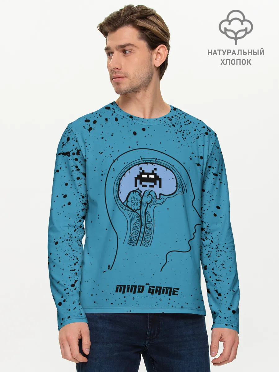 Мужской лонгслив базовый / Space Invaders | Mind Game