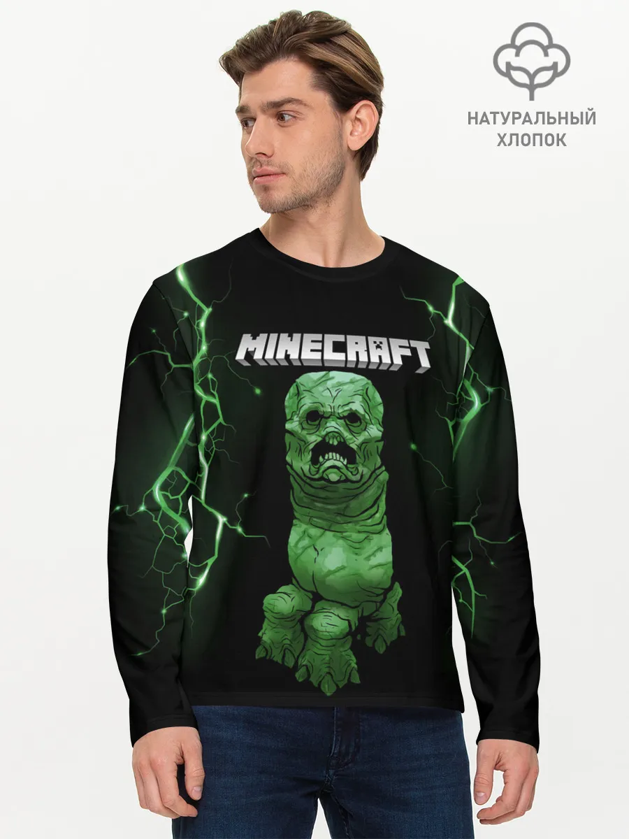 Мужской лонгслив базовый / CREEPER 3D | MINECRAFT 3D
