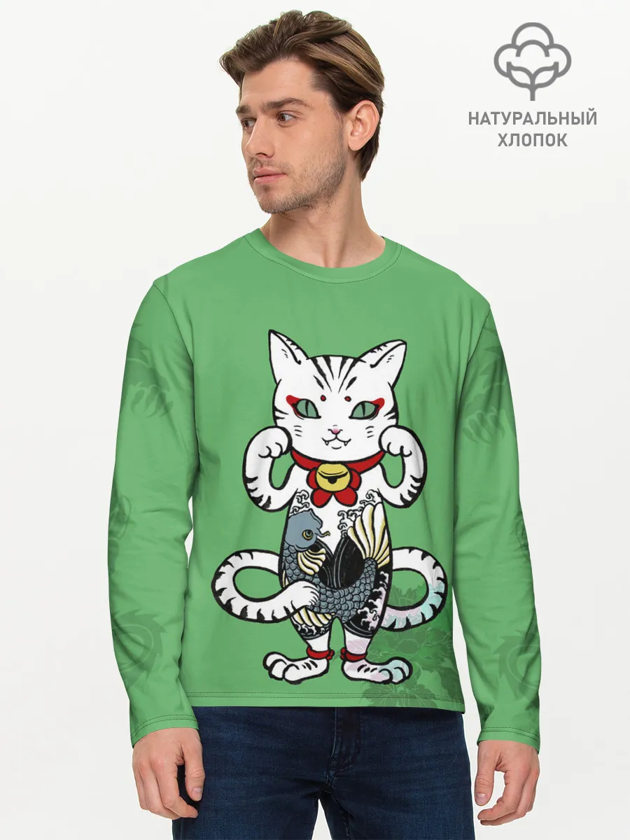 Мужской лонгслив базовый / ЯПОНСКИЙ КОТ | JAPANESE CAT