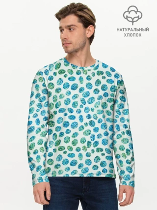 Мужской лонгслив базовый / Драгоценные зеленые камешки
