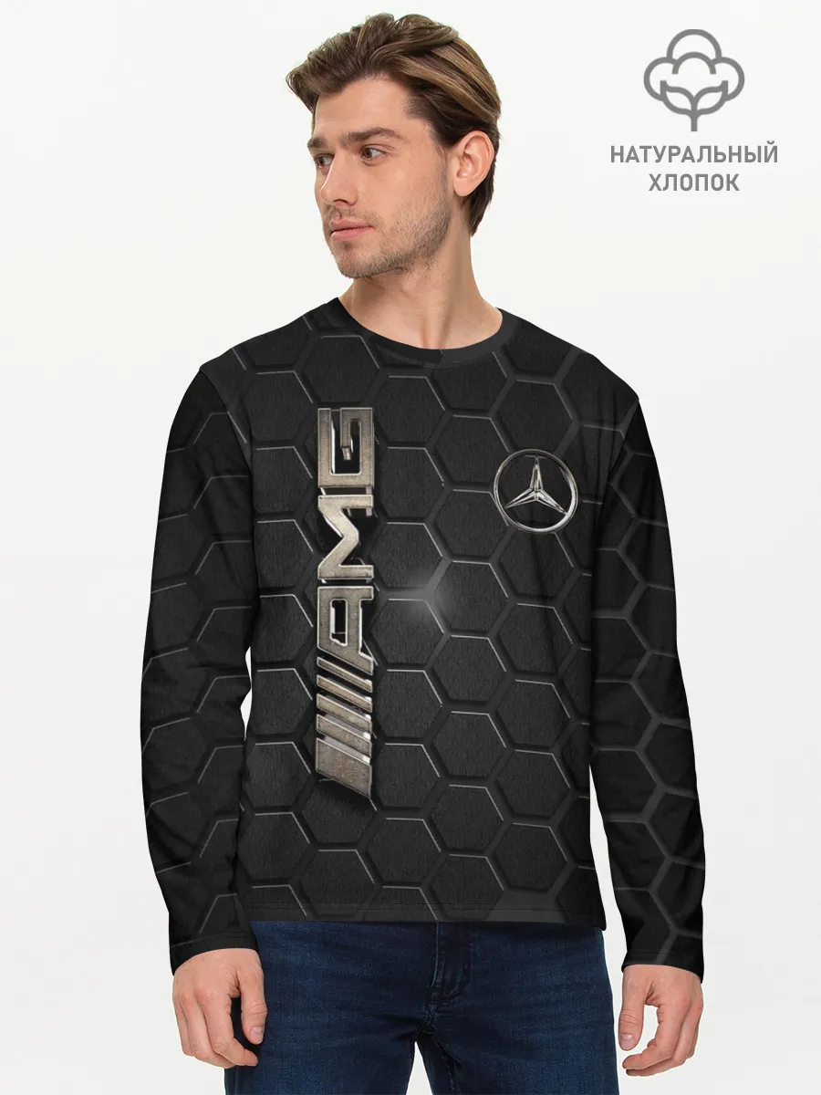 Мужской лонгслив базовый / MERCEDES LOGO BRONZE