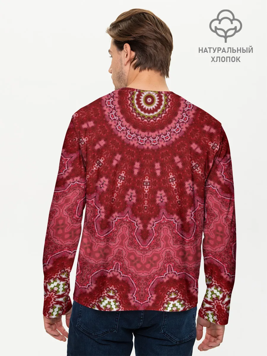 Мужской лонгслив базовый / Красно-розовый калейдоскоп
