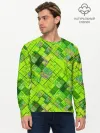 Мужской лонгслив базовый / Ярко-зеленый абстрактный узор