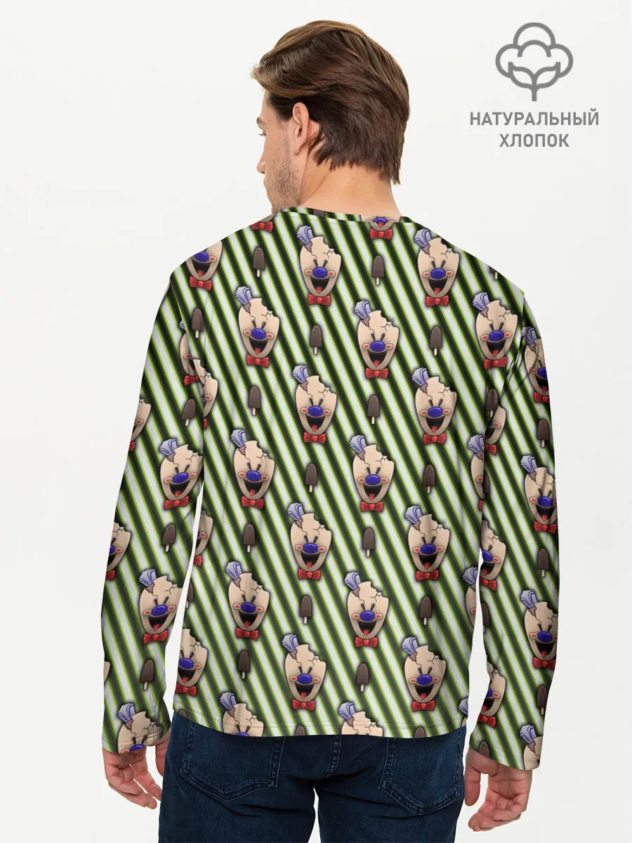 Мужской лонгслив базовый / ICE SCREAM зеленый паттерн