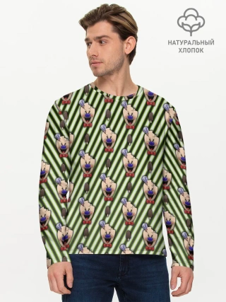 Мужской лонгслив базовый / ICE SCREAM зеленый паттерн