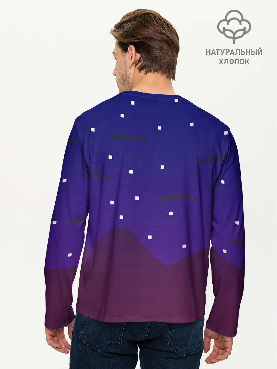 Мужской лонгслив базовый / Пиксельная ночь | 8 bit