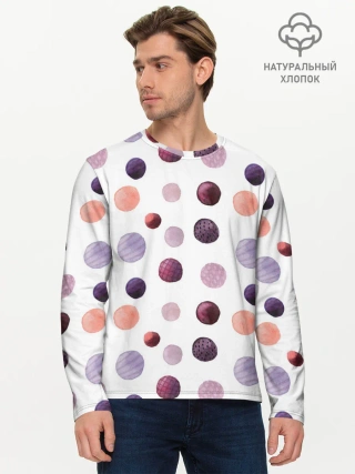 Мужской лонгслив базовый / Акварельные сиреневые круги