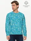Мужской лонгслив базовый / Бирюзовая пиксель абстракция