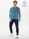 Мужской лонгслив базовый / Синие листья