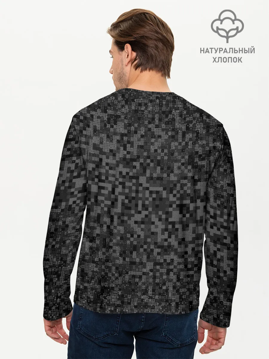Мужской лонгслив базовый / Служу России, камуфляж в точку