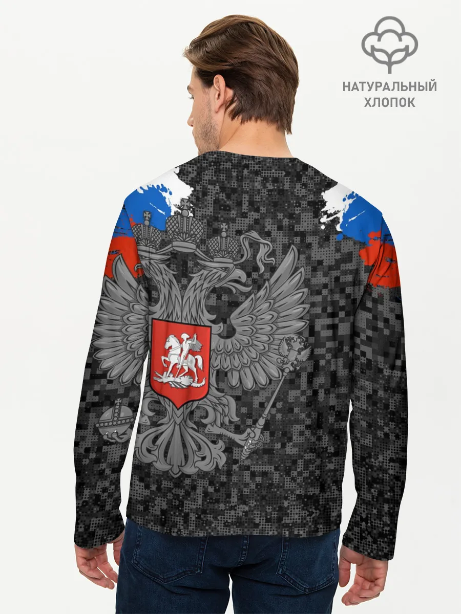Мужской лонгслив базовый / Двуглавый орел. Камуфляж