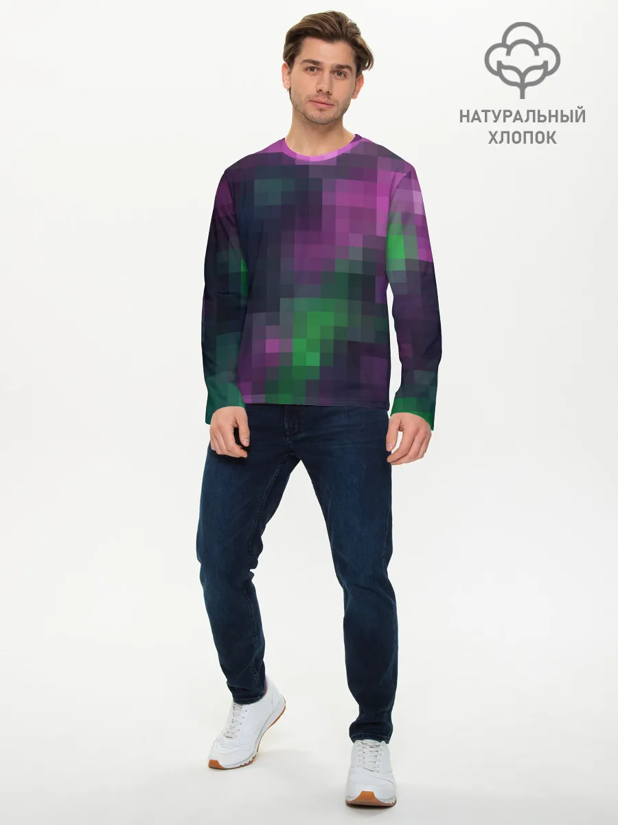 Мужской лонгслив базовый / Разноцветный геометрический уз
