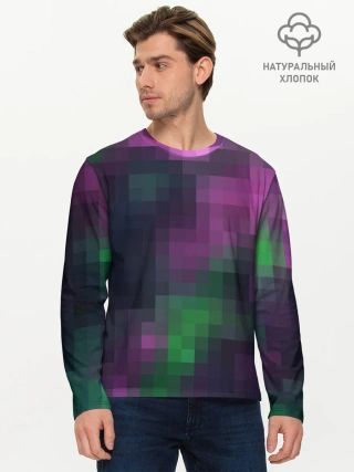 Мужской лонгслив базовый / Разноцветный геометрический уз