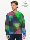Мужской лонгслив базовый / Разноцветный геометрический уз