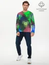 Мужской лонгслив базовый / Разноцветный геометрический уз