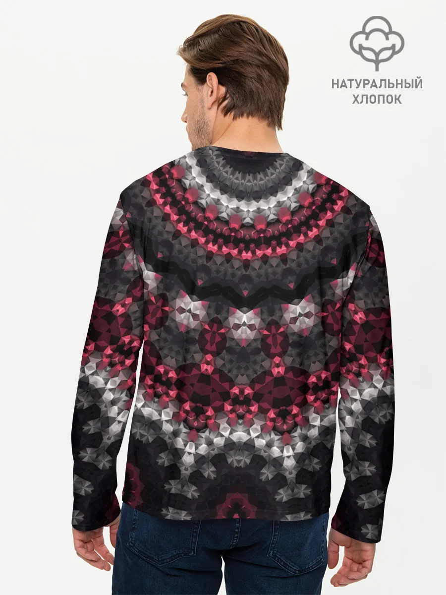 Мужской лонгслив базовый / Красно-черный мозаичный узор