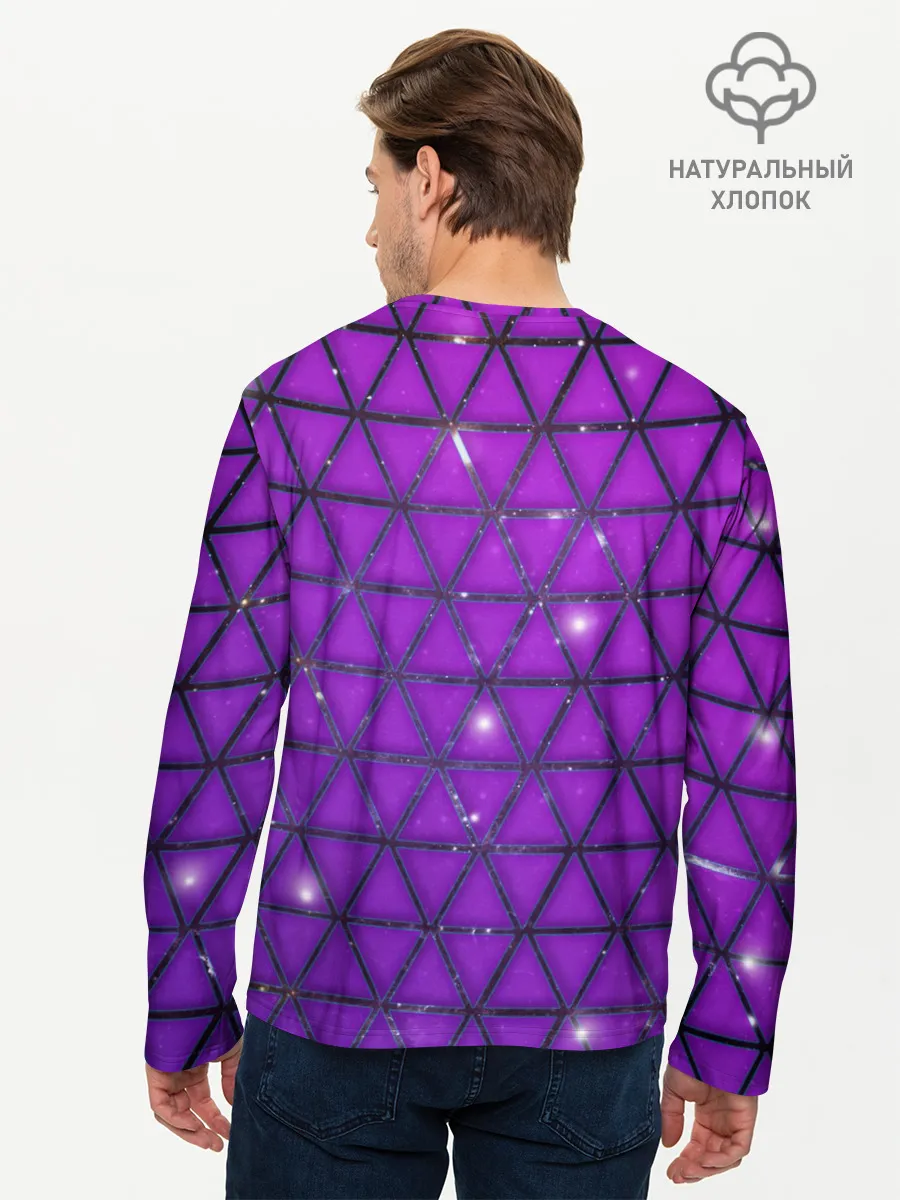 Мужской лонгслив базовый / Фиолетовые треугольники