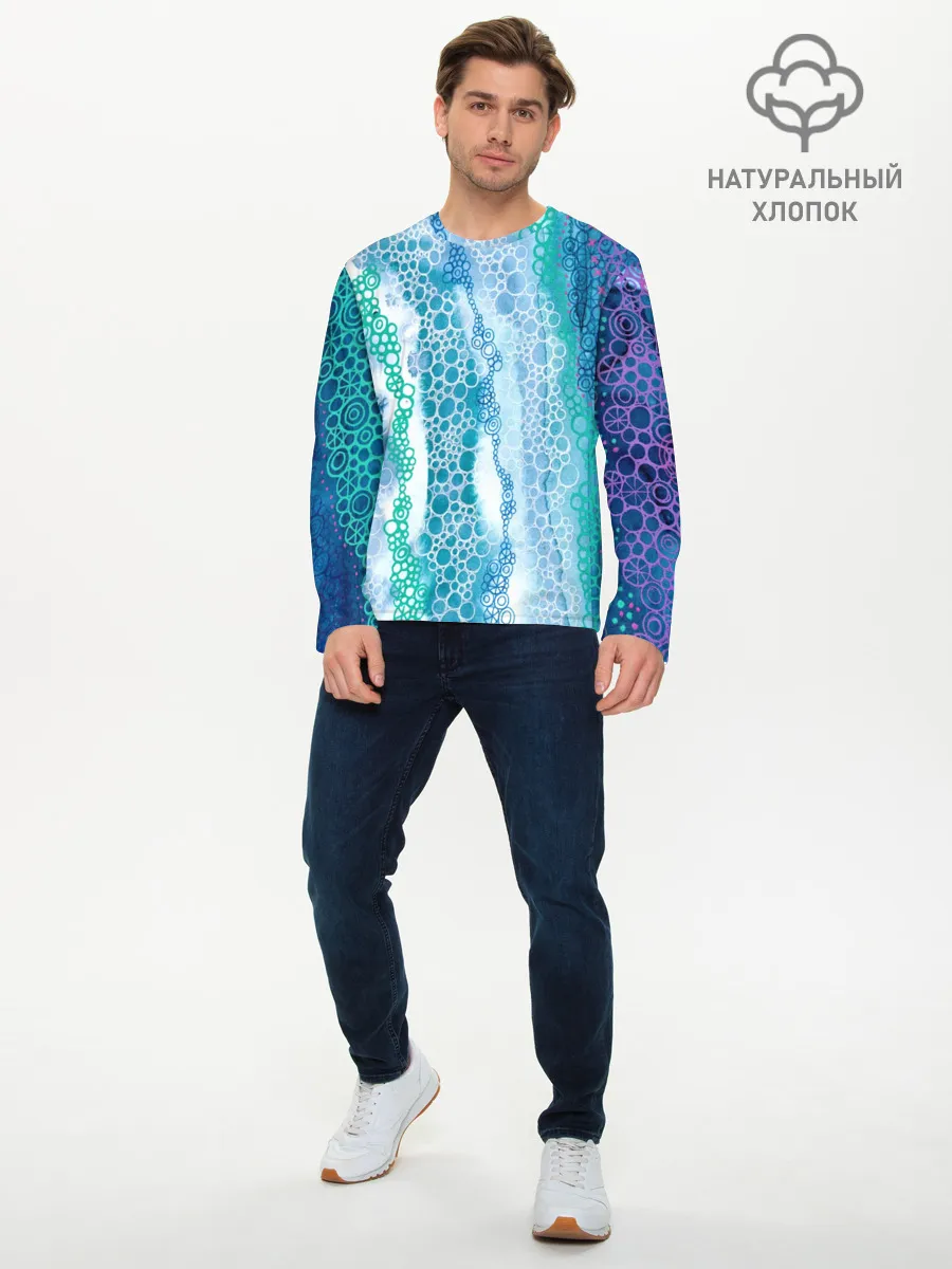 Мужской лонгслив базовый / Водопад красочной пены