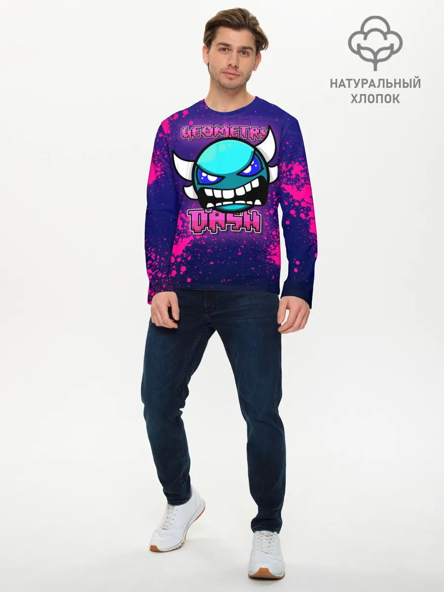 Мужской лонгслив базовый / Geometry Dash