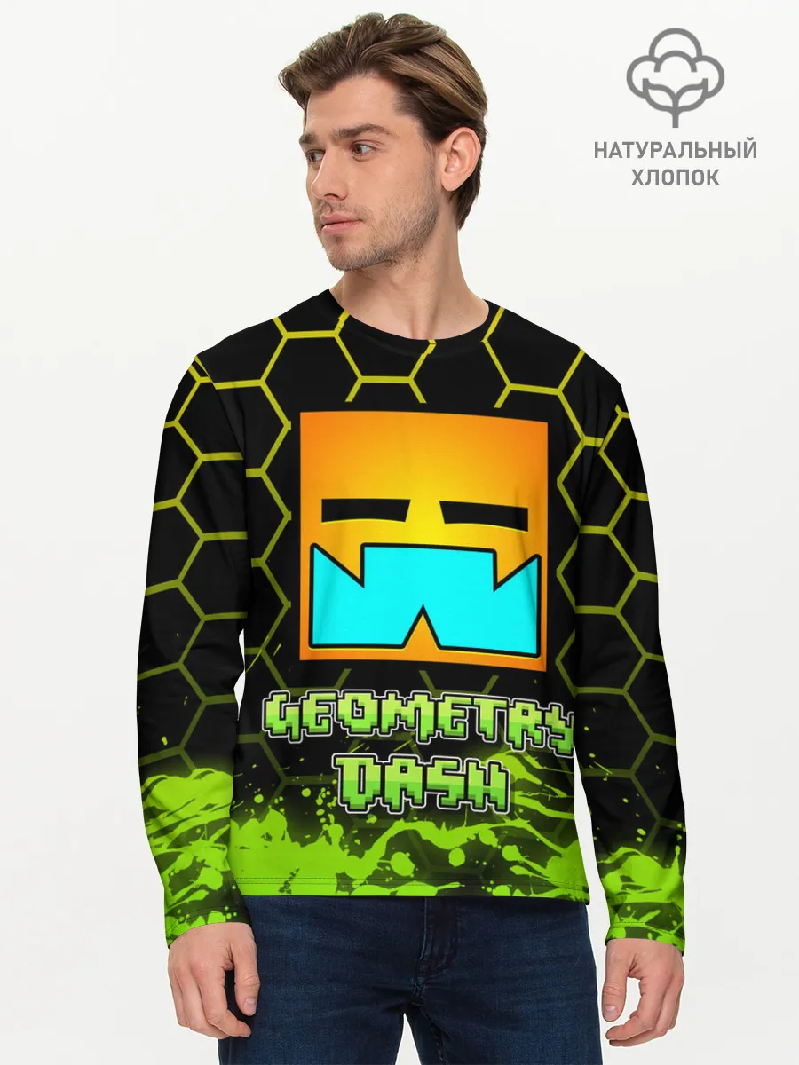 Мужской лонгслив базовый / Geometry Dash