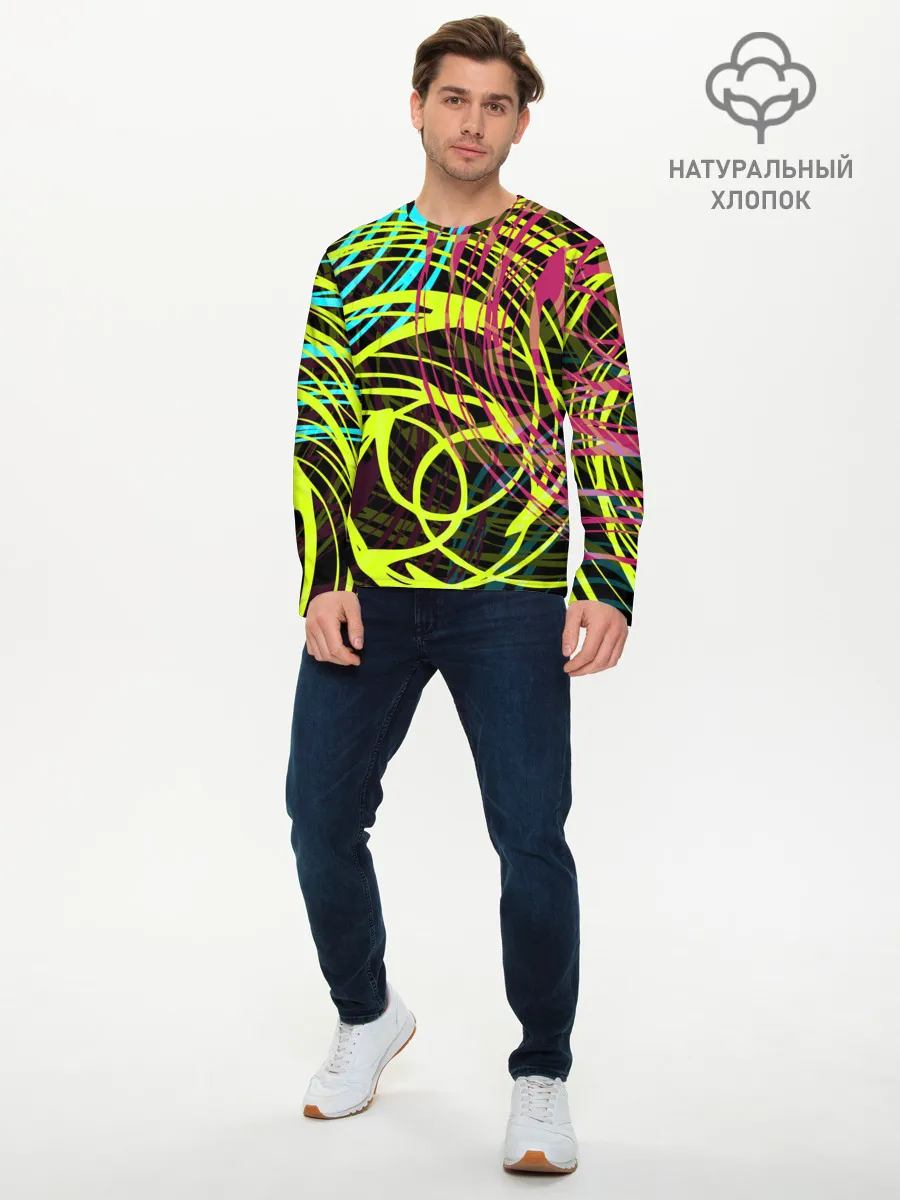 Мужской лонгслив базовый / Разноцветные спирали