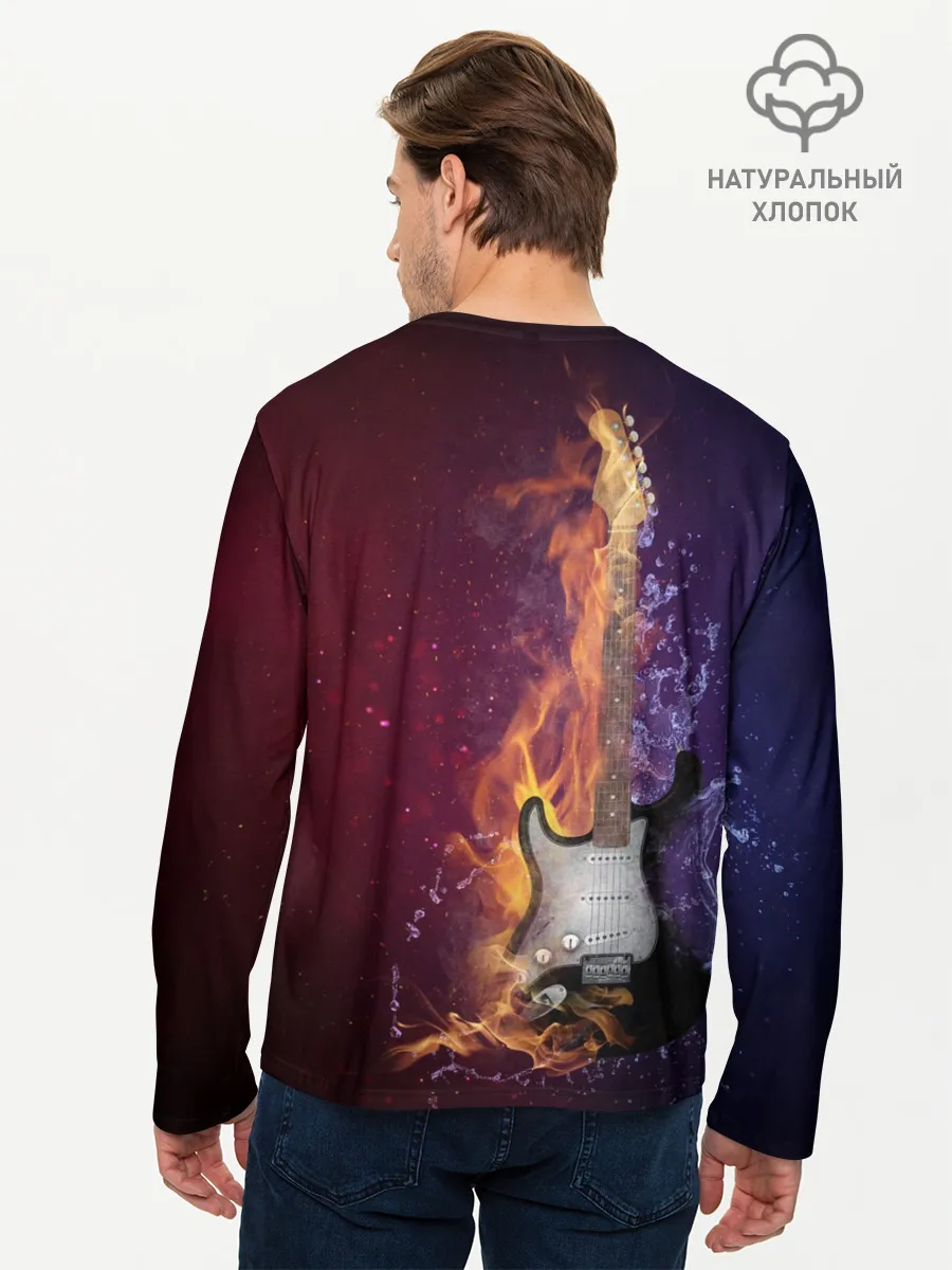 Мужской лонгслив базовый / Гитара - Огонь и вода