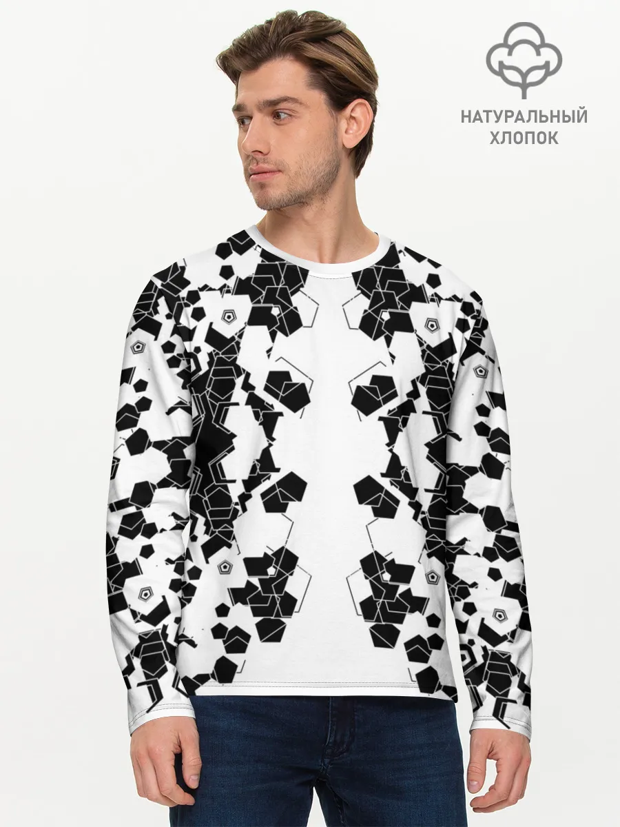 Мужской лонгслив базовый / пятиугольники абстракция