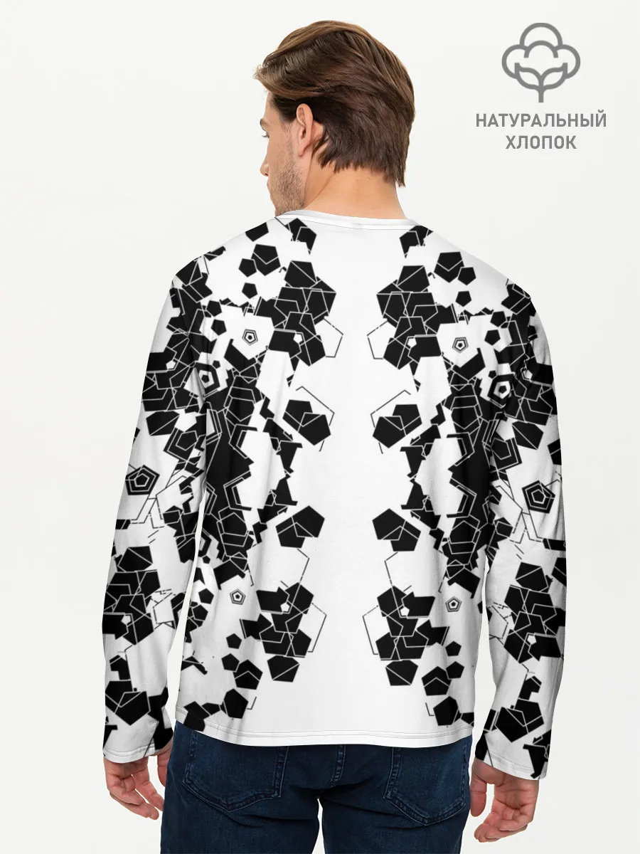 Мужской лонгслив базовый / пятиугольники абстракция