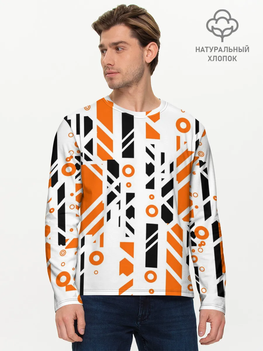 Мужской лонгслив базовый / абстракция маршрут