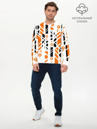 Мужской лонгслив базовый / абстракция маршрут