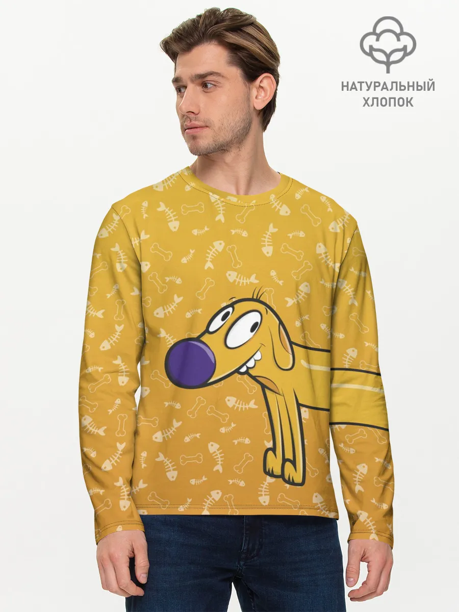 Мужской лонгслив базовый / КОТОПЕС | Пес спереди