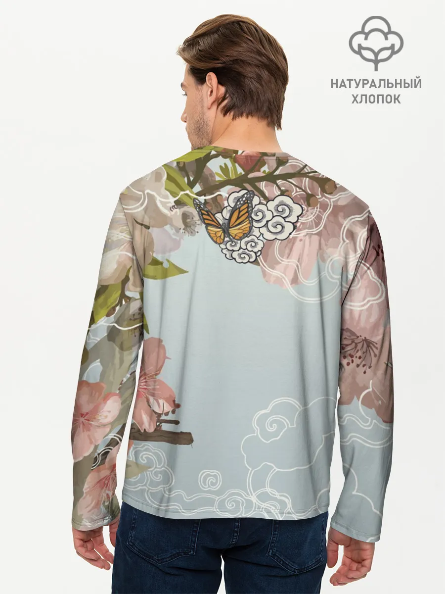 Мужской лонгслив базовый / Тигр в облаках